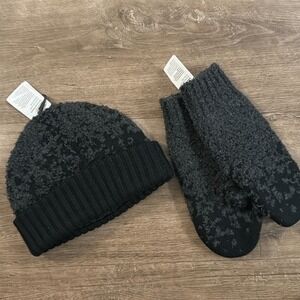 LULULEMON BUNDLE OF HAT & MITTENS BLACK OMBRE NWT WOOL BLEND